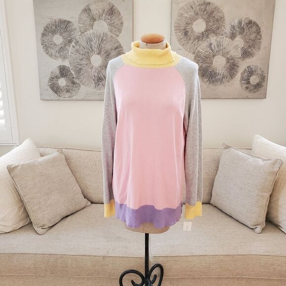 Charter Club Long Sleeve Colorblocked Turtleneck Sweater sz XXL - Picture 2 of 10